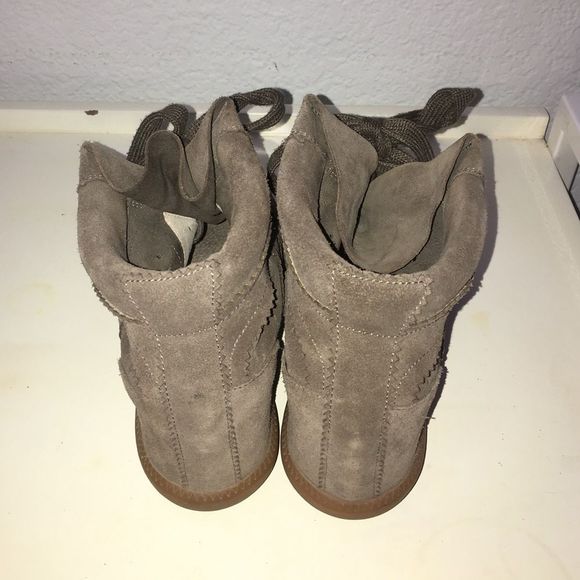 Isabel Marant Stainer Basket Shoes Womens 10 Taupe High Top Wedge Boho Sneakers - Picture 6 of 7